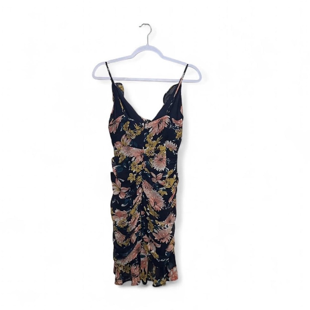 Lulus Navy Floral Ruffle Mini Dress Date Night Cocktail Party S - Picture 3 of 8